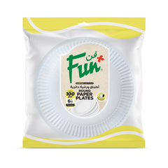 Fun® Paper White Plates 6in [100pcs x 1pkt]