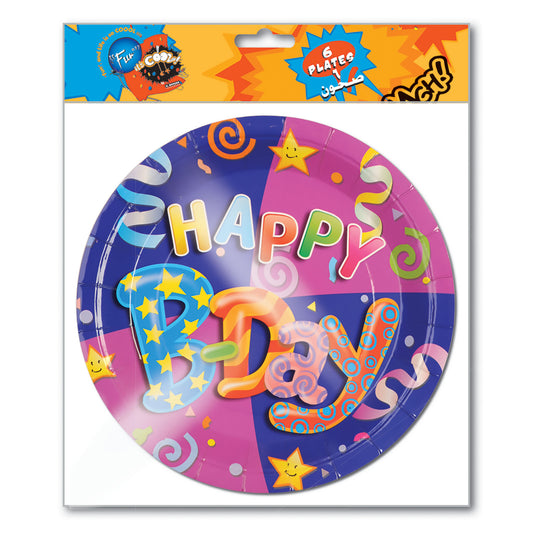 Fun® Paper Plates 7in - Happy Birthday Design [6pcs x 1pkt]