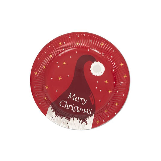 Fun Paper Plate Diameter 18cm - Christmas Santa's Hat [P:8pcsx1pkt]