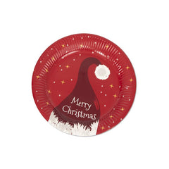 Fun Paper Plate Diameter 18cm - Christmas Santa's Hat [P:8pcsx1pkt]