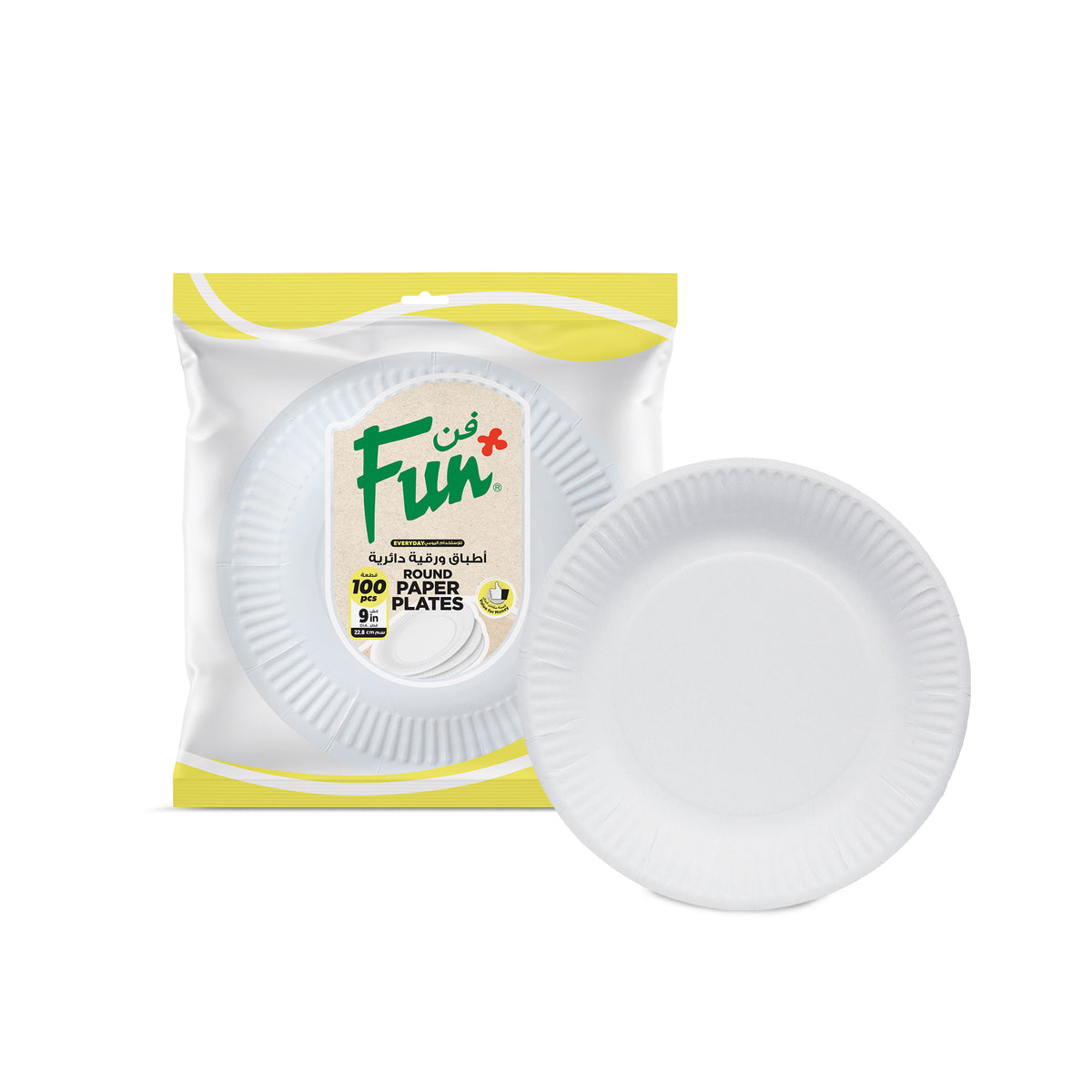 Fun® Paper White Plates 9in [100pcs x 1pkt]