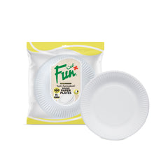 Fun® Paper White Plates 9in [100pcs x 1pkt]