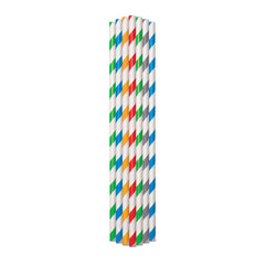 Fun Paper Straight Assorted Colors Straws 6x197mm [25pcs x 1pkt]