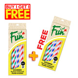 Fun® 1+1Free Paper Straight Straw 6x197mm - Spiral /Assorted colors [P: 25pcs x 2pkts]