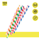 Fun® 1+1Free Paper Straight Straw 6x197mm - Spiral /Assorted colors [P: 25pcs x 2pkts]