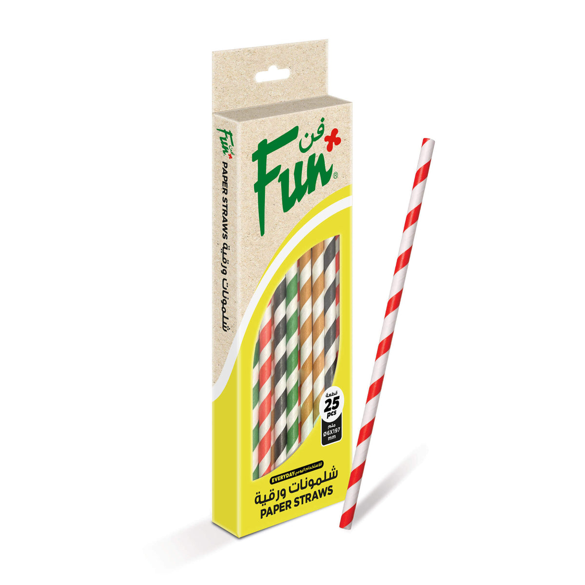 Fun Paper Straight Assorted Colors Straws 6x197mm [25pcs x 1pkt]