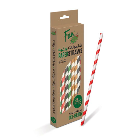 Fun® Paper Straight Assorted Colors Straws 6x197mm [25pcs x 1pkt]