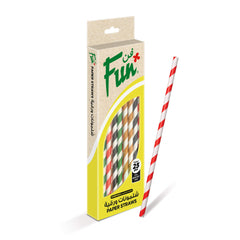 Fun Paper Straight Assorted Colors Straws 6x197mm [25pcs x 1pkt]