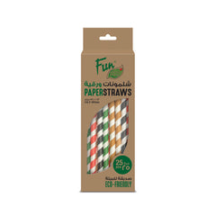 Fun Paper Straight Assorted Colors Straws 6x197mm [25pcs x 1pkt]