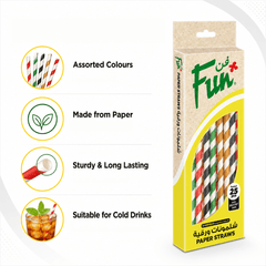 B2G1 - Fun® Paper Straight Assorted Colors Straws 6x197mm [25pcs x 1pkt]