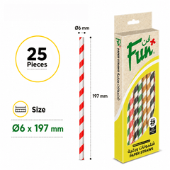 B2G1 - Fun® Paper Straight Assorted Colors Straws 6x197mm [25pcs x 1pkt]