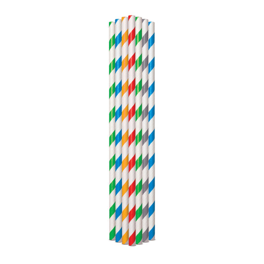Fun® Paper Straight Assorted Colors Straws 6x197mm [25pcs x 1pkt]