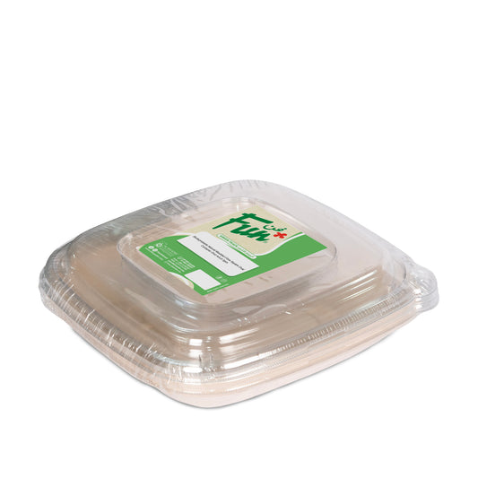 Fun® Sukkar Pulp Square Containers 24oz with Lids [5pcs x 1pkt]
