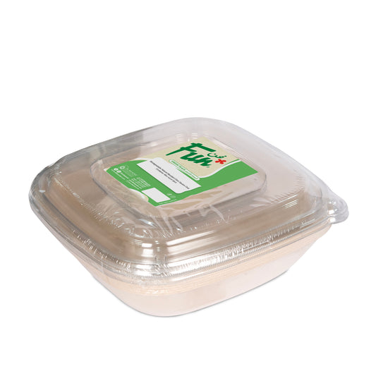 Fun® Sukkar Pulp Square Containers 48oz with Lids [5pcs x 1pkt]