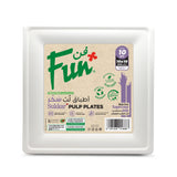 Fun® Biodegradable Moulded-Fibre White Square Plate 10x10in [10pcs x 1pkt]