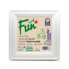 Fun® Sukkar Pulp White Square Plates 10x10in [10pcs x 1pkt]