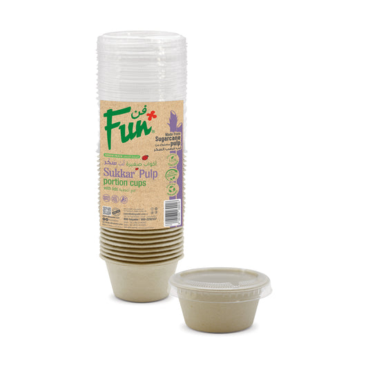 Fun® Sukkar Pulp Portion Cups 60cc with Lids [25pcs x 1pkt]