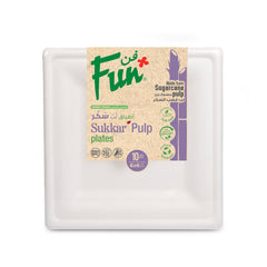 Fun Sukkar Pulp Square Plates 6x6in [10pcs x 1pkt]