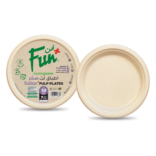Fun® Sukkar Pulp Light Brown Plates 7in [10pcs x 1pkt]