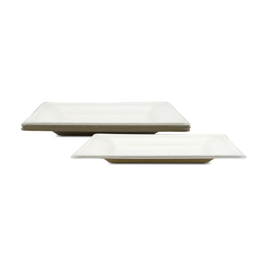 Fun® Sukkar Pulp White Square Plates 8x8in [10pcs x 1pkt]