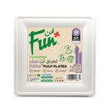 Fun® Biodegradable Moulded-Fibre White Square Plate 8x8in [10pcs x 1pkt]