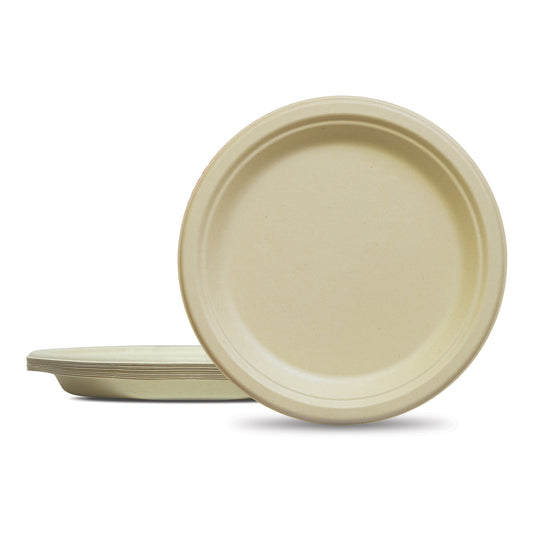 Fun® Sukkar Pulp Light Brown Plates 9in [10pcs x 1pkt]