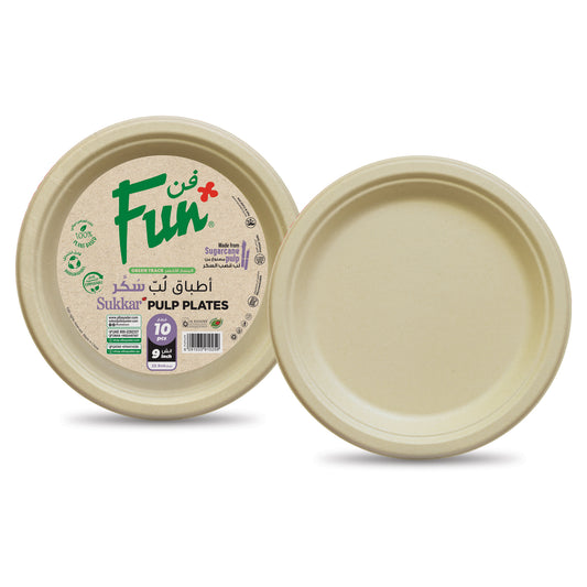 Fun® Sukkar Pulp Light Brown Plates 9in [10pcs x 1pkt]