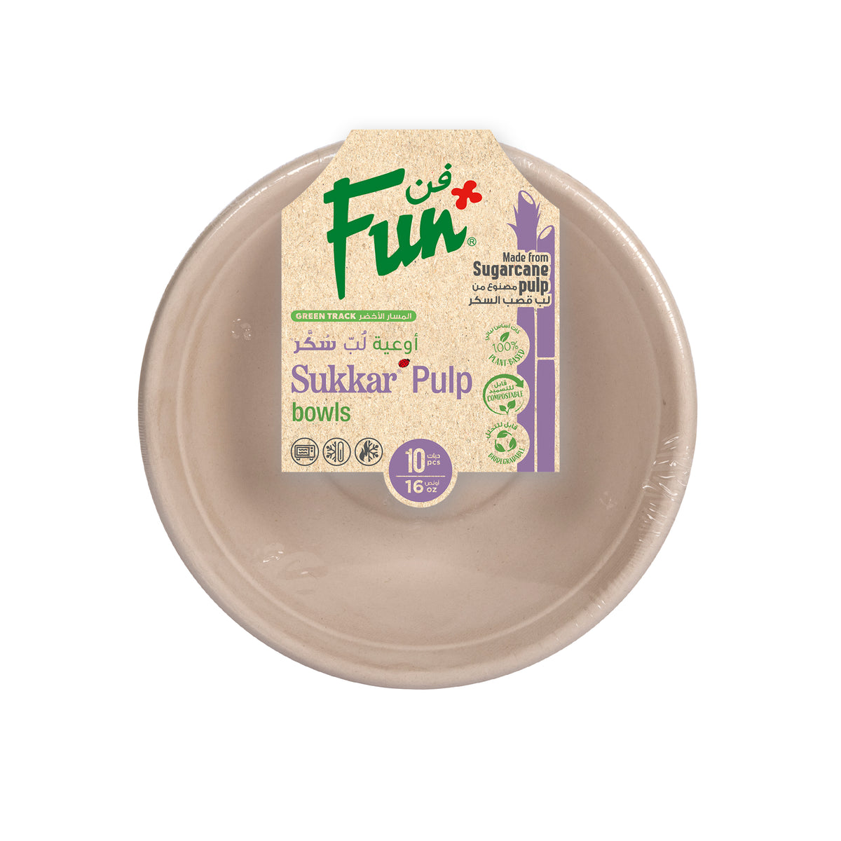 Fun® Sukkar Pulp Bowls 16oz [10pcs x 1pkt]
