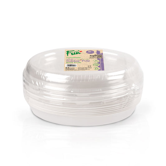 Fun® Sukkar Pulp Bowls 26oz with Lids [10pcsx1pkt]