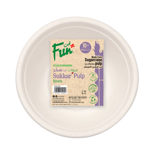 Fun® Sukkar Pulp Bowls 40oz [10pcs x 1pkt]