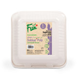 Fun® 3-Comp. Biodegradable Natural Moulded-Fibre Clamshell Box 9x9in [P:5pcsx1pkt]