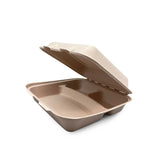 Fun® 1+1Free 3-Comp. Biodegradable Natural Moulded-Fibre Clamshell Box 9x9in [P: 5pcsx2pkts]