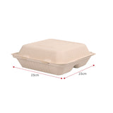 Fun® 1+1Free 3-Comp. Biodegradable Natural Moulded-Fibre Clamshell Box 9x9in [P: 5pcsx2pkts]