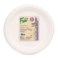 Fun Sukkar Pulp Plates 10in [25pcs x 1pkt]