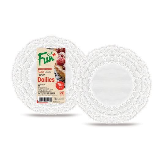 Fun® Paper Round White Doilies 7.5in [250pcs x 1pkt]