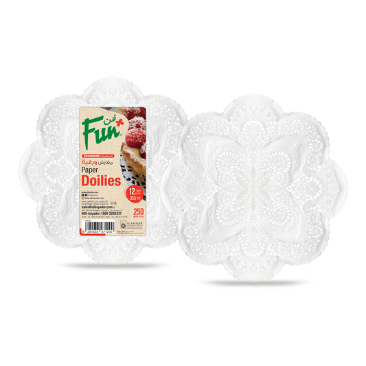 Fun® Paper Round White Doilies 12in [250pcs x 1pkt]