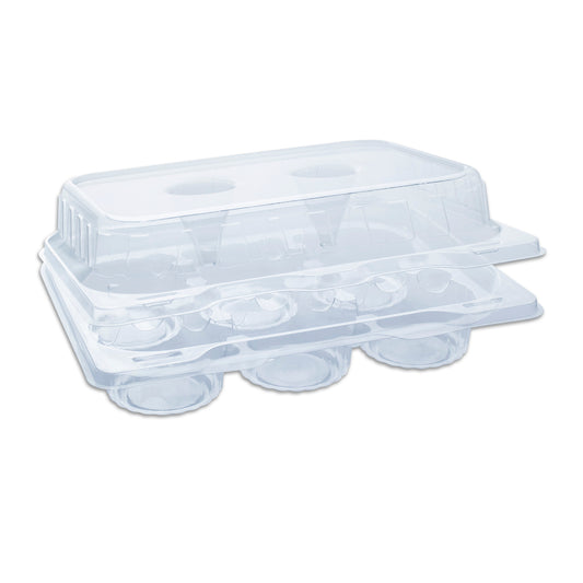 Muffinpac Clear Container w/ 6 Muffin Comp. and Hinged Lid 225x180x76mm PET [1pc]