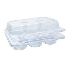 Muffinpac Clear Container w/ 6 Muffin Comp. and Hinged Lid 225x180x76mm PET [1pc]