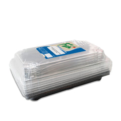 Fun Black Sushi Containers 216x136x43mm with Lids - with Design [10pcs x 1pkt)