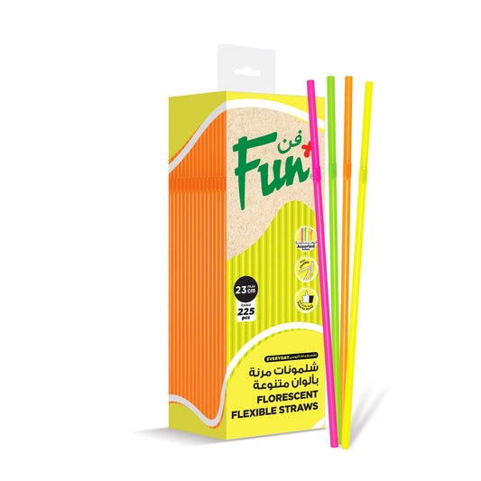 Fun Flexible Assorted Colors Straws 4x277mm [225pcs x 1pkt]