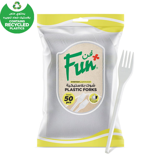 Fun Plastic White Forks 6.5in [50pcs x 1pkt] - CRP