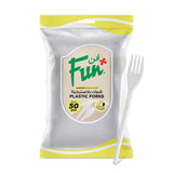 Fun® Everyday Plastic Fork 6.5in - White - 50 pcs