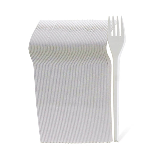 Fun® Plastic White Forks 6.5in [50pcs x 1pkt]