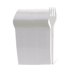 Fun® Plastic White Forks 6.5in [50pcs x 1pkt]