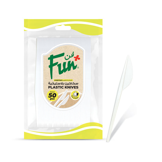 Fun® Plastic White Knives 6.5in [50pcs x 1pkt]