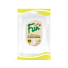 Fun Plastic White Knives 6.5in [50pcs x 1pkt]
