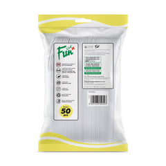 Fun® Plastic White Plastic Spoons 6.5in [50pcs x 1pkt]
