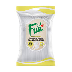 Fun® Plastic White Plastic Spoons 6.5in [50pcs x 1pkt]