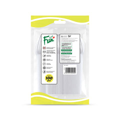 Fun® Plastic White Teaspoons 5in [100pcs x 1pkt]