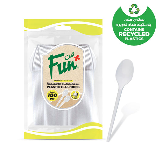 Fun Plastic White Teaspoons 5in [100pcs x 1pkt] - CRP